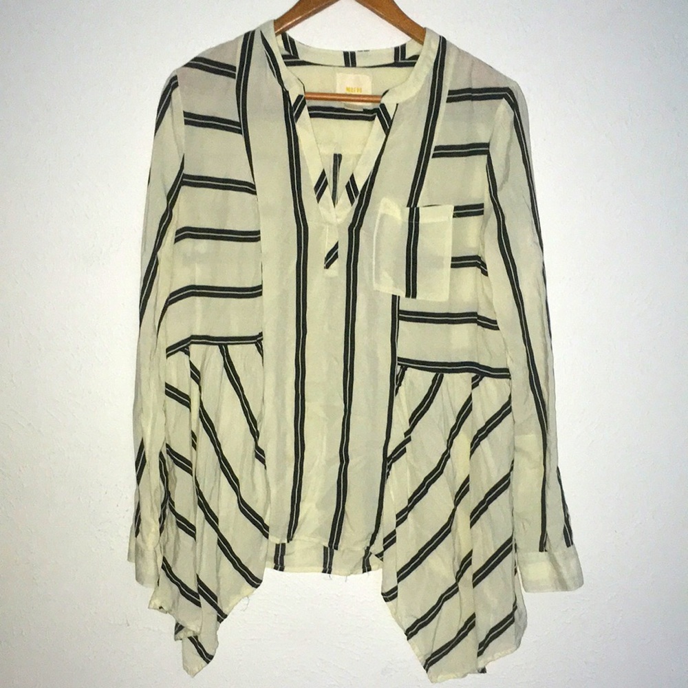 Anthropologie MAEVE DOUBLE STRIPED OVERSIZED RAYON BLOUSE SZ 8